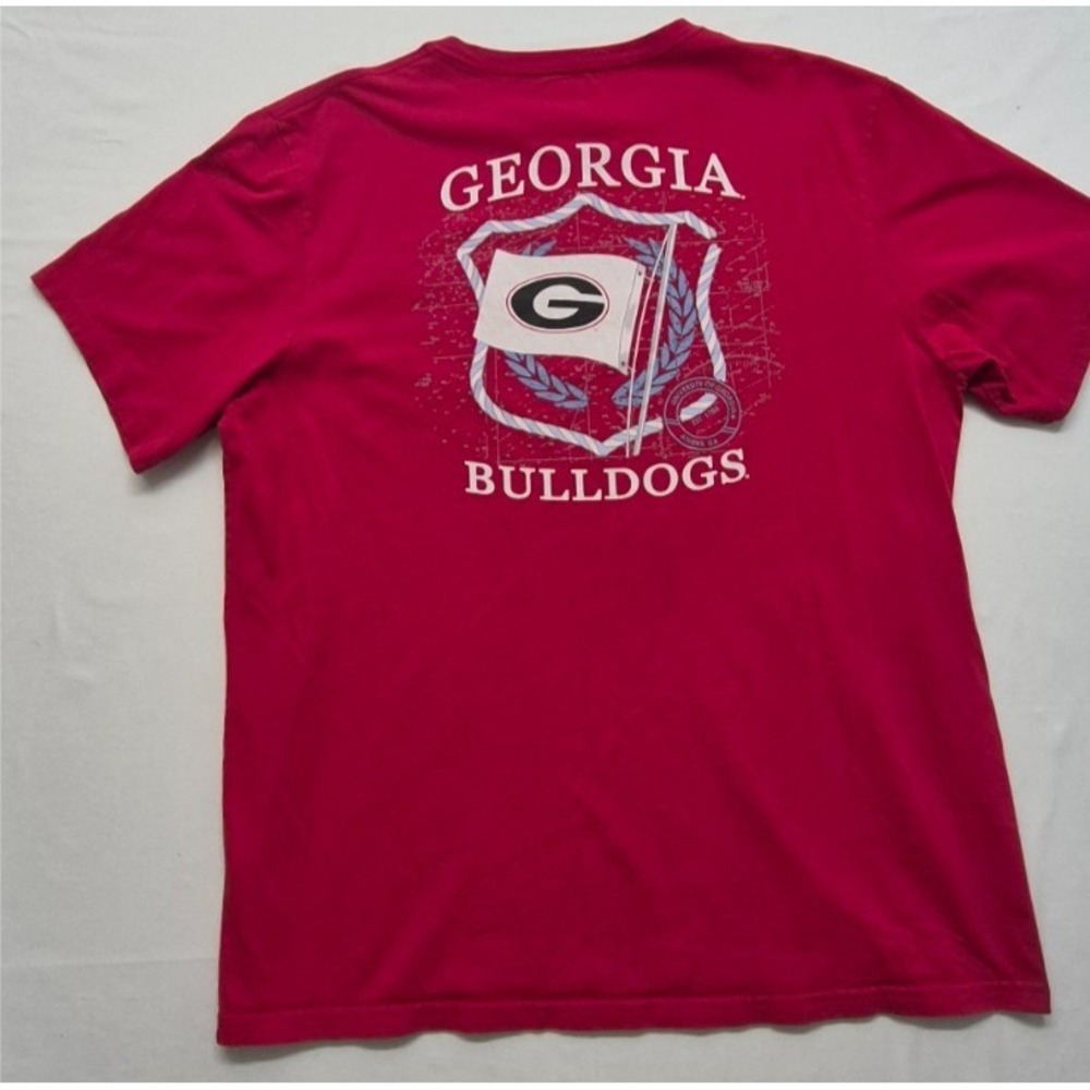Southern Tide Georgia Bulldogs Men's red graphic T-shirt XL pocket Cotton 2sided